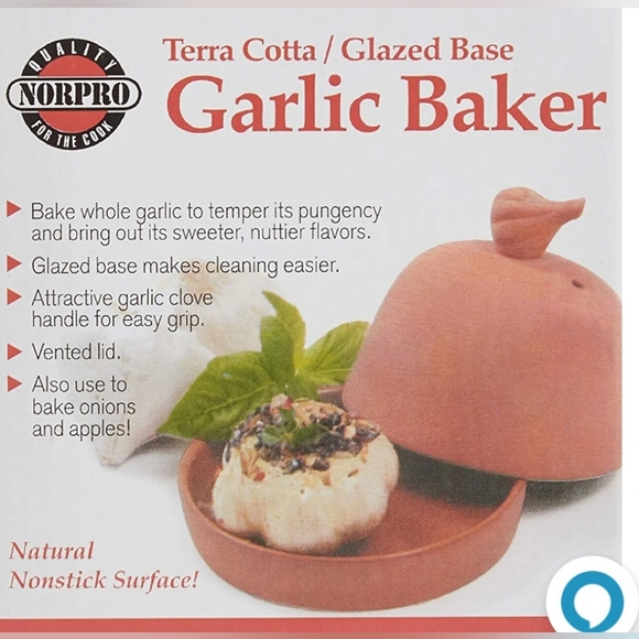 NorPro Kitchen Garlic Baker Terracotta Glazed Base Never Used